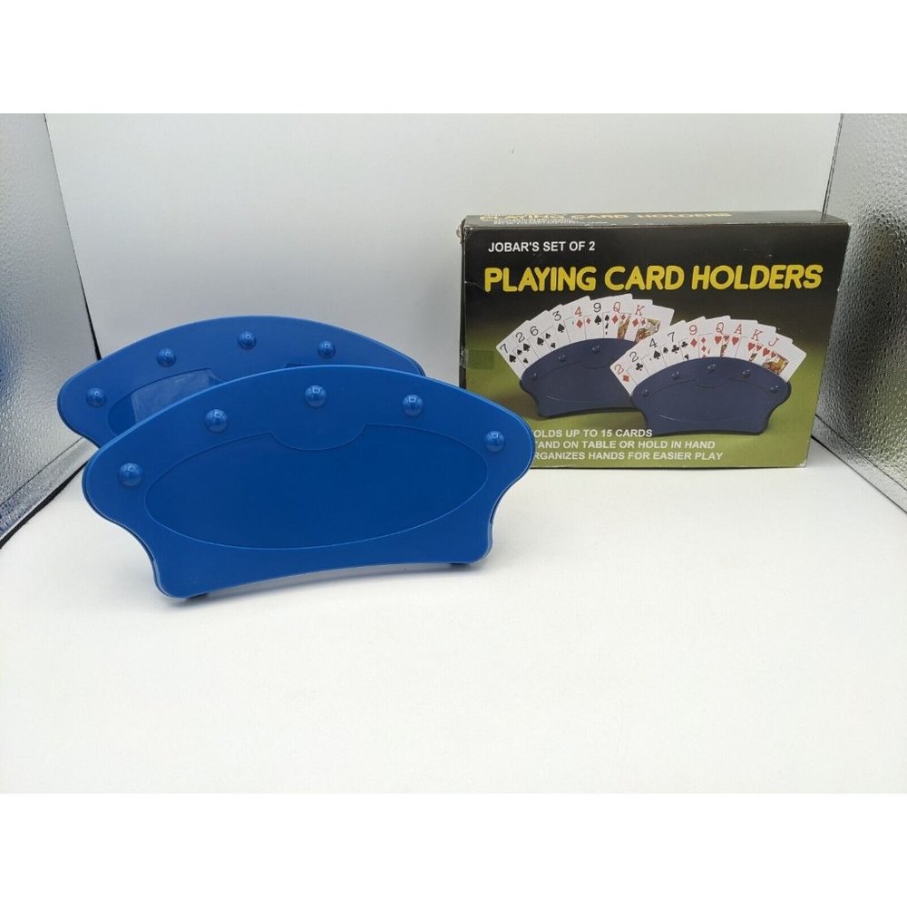 Playing Card Holders Set of 2 Jobar's Holds 15 Cards Stand Or Hold In Hand Blue